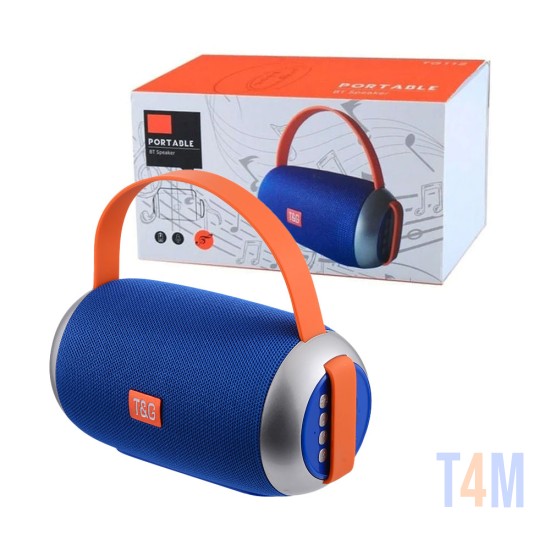 T&G PORTABLE BLUETOOTH SPEAKER TG-112 HANDS-FREE CALLS/TF/AUX/FM/U DISC WITH MICROPHONE BLUE